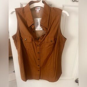 LuLaRoe Roxanne Women's Brown Sleeveless Top